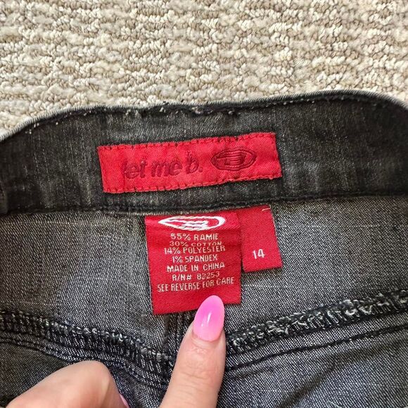 Vintage True Y2k let me knee length B. Black denim mini skirt with ruffle small - Picture 6 of 8